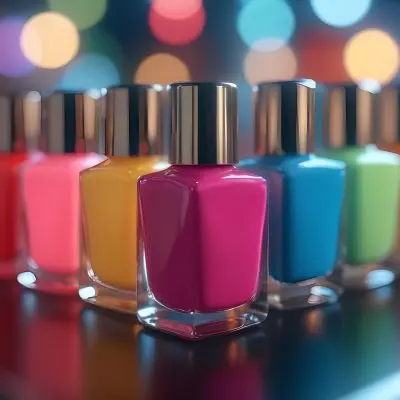 3d Model Nail Polish Bottles Of Different Colors In A Dark Environment With Bokeh Lights Figure Octane Render Volumetric Highly Detailed Videogame Aesthetic 13 Dac1