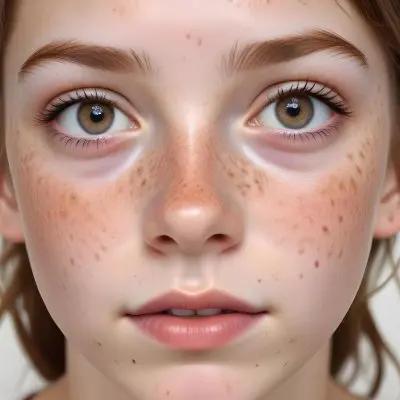 A 15 Year Old White Girl With Freckles And Light Brown Hair Looking At The Camera In A White Background 18 5430