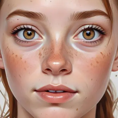 A 16 Year Old White Girl With Freckles And Light Brown Hair Looking At The Camera In A White Background 20 Dc17