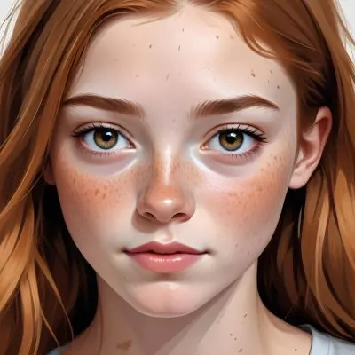A 16 Year Old White Girl With Freckles And Light Brown Hair Looking At The Camera In A White Background 4 54b3