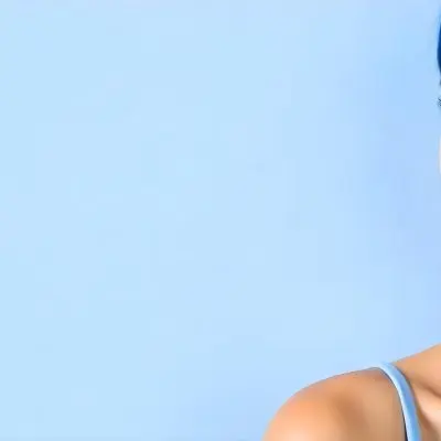 A 22 Year Old Hispanic Woman With Blue Hair And White Skin Wearing A Blue Top In A White Background 1 85ed