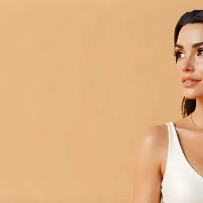 A 23 Year Old Hispanic Woman With Dark Skin Dark Hair Wearing A White Top And Jewelry Looking To The Right In A Beige Background 8 6a2a