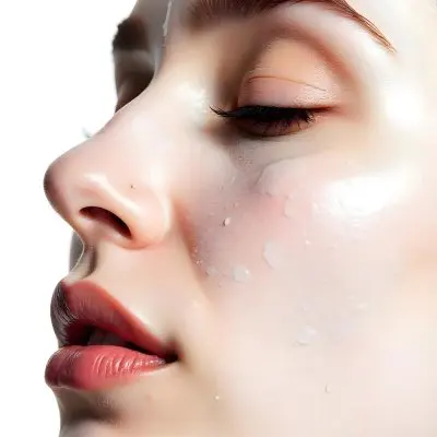A 25 Year Old Caucasian Woman With Cream On Her Face Closed Eyes Light Skin Short Brown Hair In A White Background 7 2e76