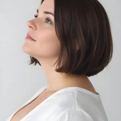 A 30 Year Old White Woman With Short Brown Hair And White Shirt In A White Background 63 6b98