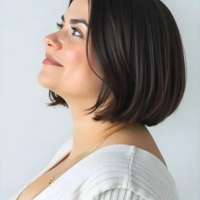 A 30 Year Old White Woman With Short Brown Hair And White Shirt In A White Background 71 Da3f