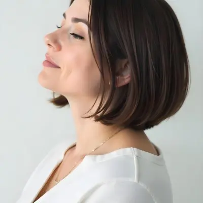 A 30 Year Old White Woman With Short Brown Hair And White Shirt In A White Background 8 28ad