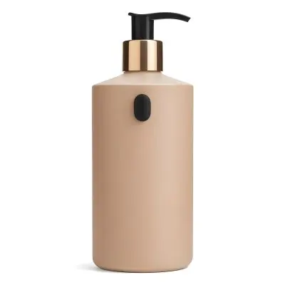 A Beige Bottle With A Black Pump Dispenser Likely Containing A Cosmetic Or Personal Care Product 1 065a