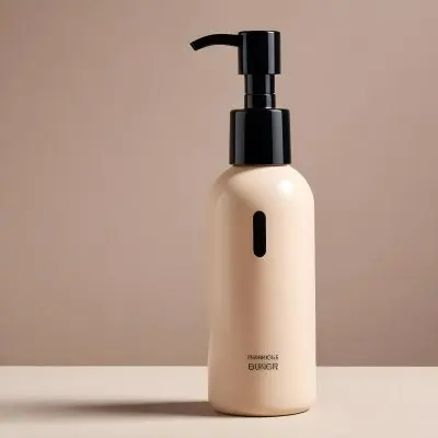 A Beige Bottle With A Black Pump Dispenser Likely Containing A Cosmetic Or Personal Care Product 18 C47b