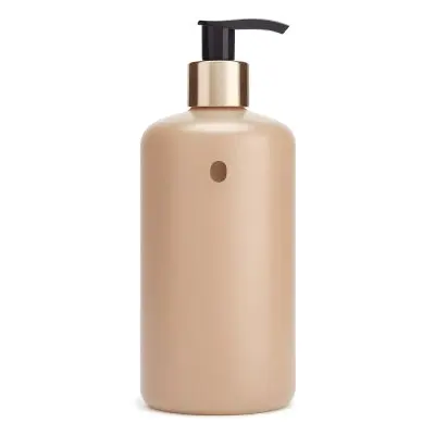 A Beige Bottle With A Black Pump Dispenser Likely Containing A Cosmetic Or Personal Care Product 8 Bbe9