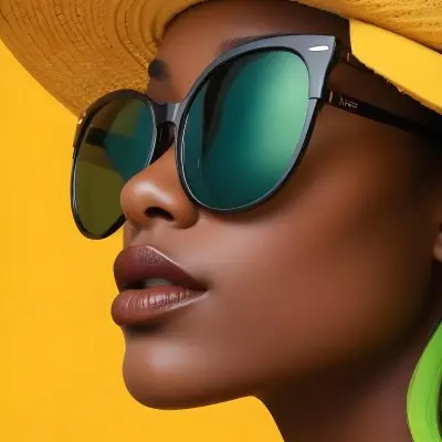 A Black Woman Age 25 With Dark Skin Wearing A Black Hat And Black Sunglasses Black Lips In A Black Background 14 D55f