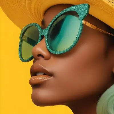 A Black Woman Age 25 With Dark Skin Wearing A Black Hat And Black Sunglasses Black Lips In A Black Background 5 33c0