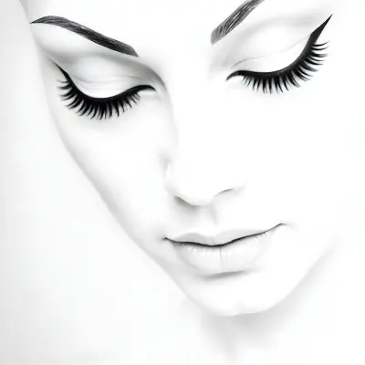 A Black Young Woman Age 22 With Closed Eyes Long Eyelashes And White Eyeliner In A Black Background 6 1852
