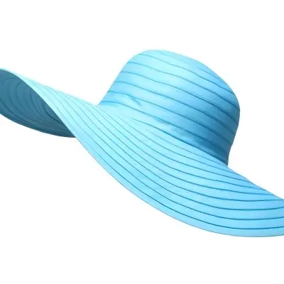 A Blue Sun Hat With A Wide Brim The Hat Is Made Of A Light Material And Has A Striped Pattern White Background 4 2866