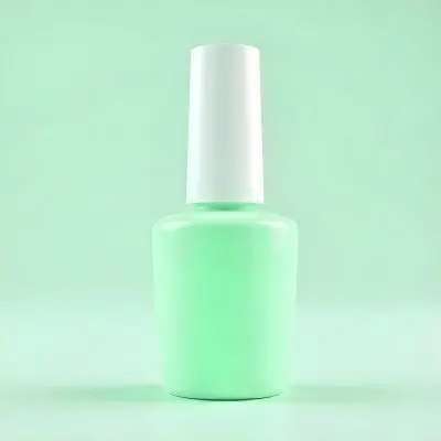 A Bottle Of Light Green Nail Polish With The Brush Inside The Bottle Is White Plain Background 2 C56e