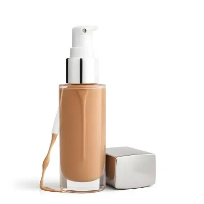 A Bottle Of Liquid Foundation With A Pump Dispenser And A Cap On A White Background 7 C843