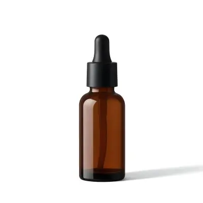 A Brown Glass Bottle With A Dropper Cap Likely Containing A Cosmetic Or Skincare Product Placed On A Wooden Table With Natural Light In The Background 10 088c