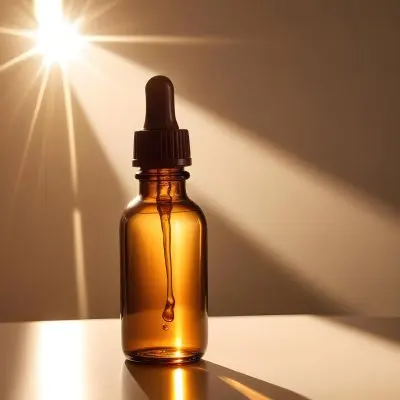 A Brown Glass Bottle With A Dropper Containing A Liquid Substance In A Brightly Lit Room With Sunlight Streaming In 19