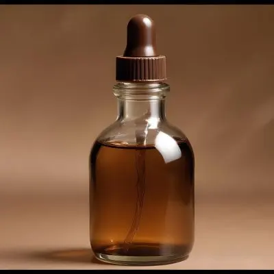 A Brown Glass Bottle With A Dropper On A Background Of Brown Hair The Hair Is Wavy And Shiny The Bottle Is In The Upper Right Corner 7 Edf4