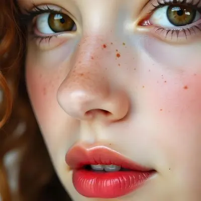 A Caucasian Girl 19 Years Old Light Skin Brown Eyes Freckles Red Curly Hair Red Lips Close Up Shot In A White Background 19 941d