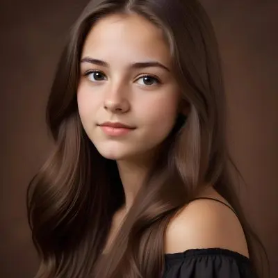 A Caucasian Girl 19 Years Old Long Brown Hair Brown Background 10 Bf1c