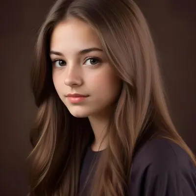 A Caucasian Girl 19 Years Old Long Brown Hair Brown Background 13 83f0