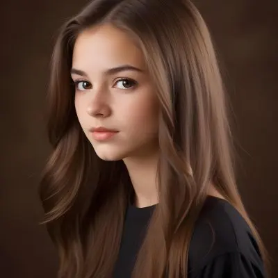 A Caucasian Girl 19 Years Old Long Brown Hair Brown Background 15 0baa