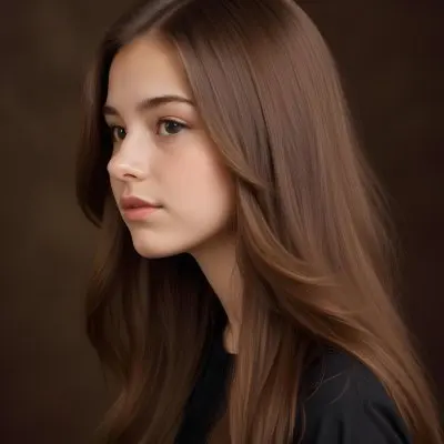 A Caucasian Girl 19 Years Old Long Brown Hair Brown Background 18 926f