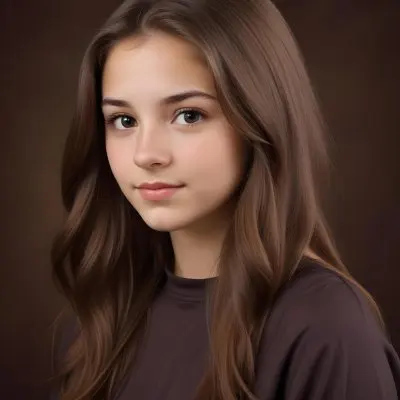 A Caucasian Girl 19 Years Old Long Brown Hair Brown Background 4 B85e