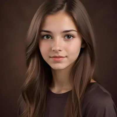A Caucasian Girl 19 Years Old Long Brown Hair Brown Background 8 Fb00