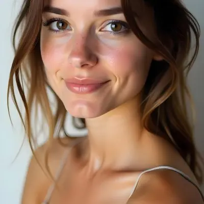 A Caucasian Woman 21 Years Old Light Skin Brown Hair Light Brown Eyes Light Lips Looking At The Camera In A White Background 23 Df4d
