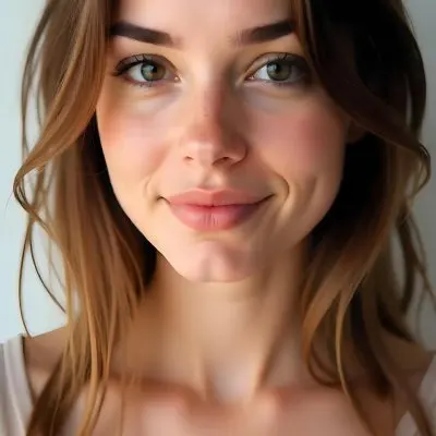 A Caucasian Woman 21 Years Old Light Skin Brown Hair Light Brown Eyes Light Lips Looking At The Camera In A White Background 28 332c