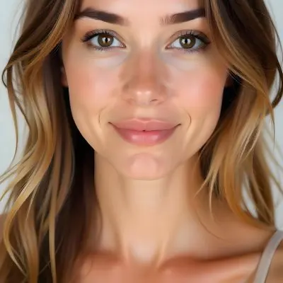 A Caucasian Woman 21 Years Old Light Skin Brown Hair Light Brown Eyes Light Lips Looking At The Camera In A White Background 30 Fa9b