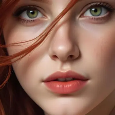 A Caucasian Woman 22 Years Old With Green Eyes And Red Hair Light Lips Looking At The Camera Soft Light Studio Background Hyper Detailed Face Realistic Skin Texture 47 71d6