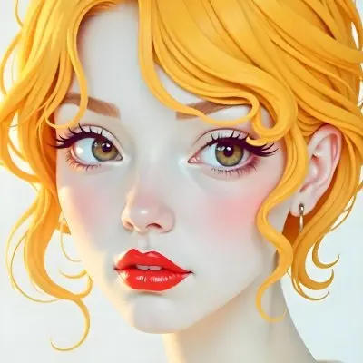 A Caucasian Woman 22 Years Old With Red Hair And Red Eyes Red Lips Earrings Light Skin In A White Background 16 4c9f