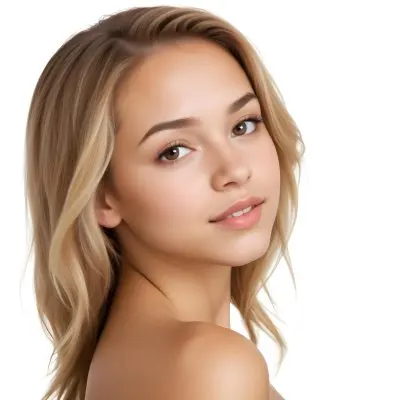 A Caucasian Woman 23 Years Old Light Skin Brown And Blonde Hair White Background 19 92e5
