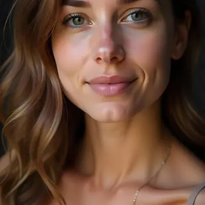 A Caucasian Woman 23 Years Old Light Skin Brown Wavy Hair Light Pink Lips Wearing A Silver Necklace In A Dark Background 14 24f4