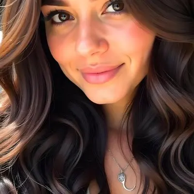 A Caucasian Woman 23 Years Old Light Skin Brown Wavy Hair Light Pink Lips Wearing A Silver Necklace In A Dark Background 16 61d5
