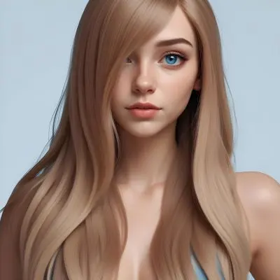 A Caucasian Woman 23 Years Old With Long Blue Hair Blue Eyes Light Skin Light Lips Posing In A Studio With A Plain Background 32 3162