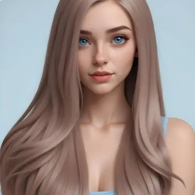 A Caucasian Woman 23 Years Old With Long Blue Hair Blue Eyes Light Skin Light Lips Posing In A Studio With A Plain Background 36 Abab