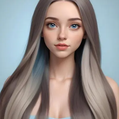 A Caucasian Woman 23 Years Old With Long Blue Hair Blue Eyes Light Skin Light Lips Posing In A Studio With A Plain Background 39 79f5
