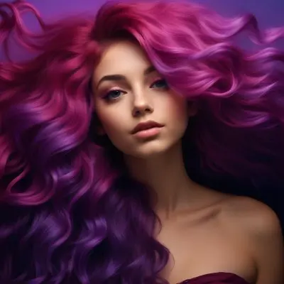 A Caucasian Woman 23 Years Old With Purple And Magenta Wavy Hair Studio Background 1 57ab