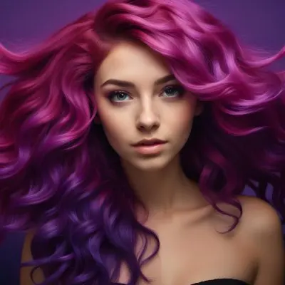 A Caucasian Woman 23 Years Old With Purple And Magenta Wavy Hair Studio Background 13 93d8