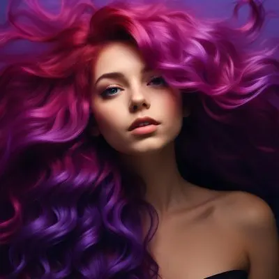 A Caucasian Woman 23 Years Old With Purple And Magenta Wavy Hair Studio Background 19 3b36