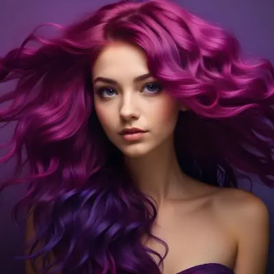 A Caucasian Woman 23 Years Old With Purple And Magenta Wavy Hair Studio Background 7 639d