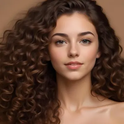 A Caucasian Woman 25 Years Old Brown Curly Hair Brown Background 18 6696