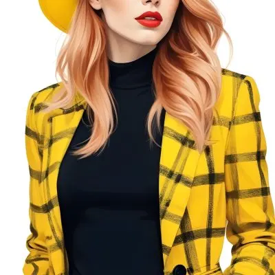 A Caucasian Woman 26 Years Old Red Hair White Lips Wearing A White Hat And A White Squared Jacket In A White Background 10 D71c