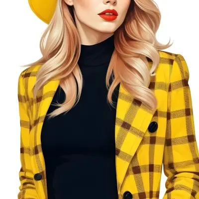 A Caucasian Woman 26 Years Old Red Hair White Lips Wearing A White Hat And A White Squared Jacket In A White Background 16 B095