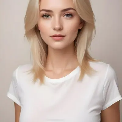 A Caucasian Woman 28 Years Old With Blonde Hair And Fair Skin Wearing A White Shirt In A Beauty Salon 10 D08c
