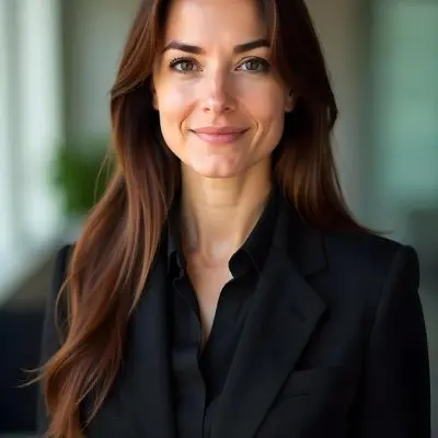 A Caucasian Woman 28 Years Old With Long Brown Hair Wearing A Black Suit And A Black Shirt In An Office 13 Eb49