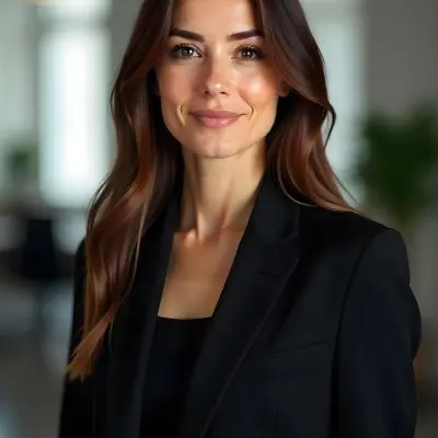 A Caucasian Woman 28 Years Old With Long Brown Hair Wearing A Black Suit And A Black Shirt In An Office 22 E9e8